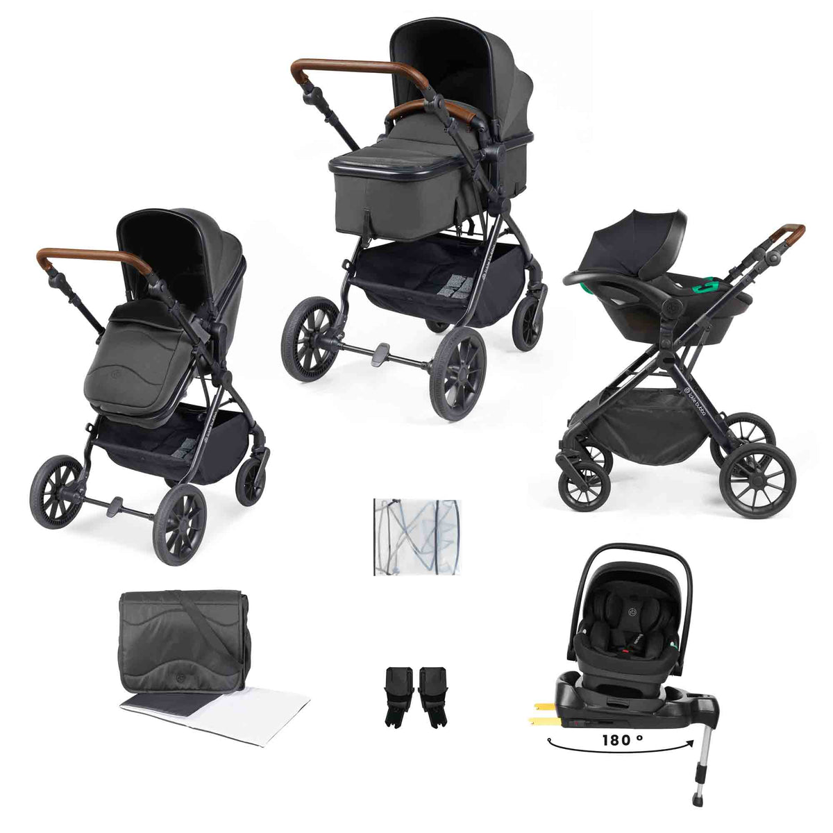 Cosmo 9 Piece Travel System with i-Size Nimbus 180° Spin Car Seat & ISOFIX Base