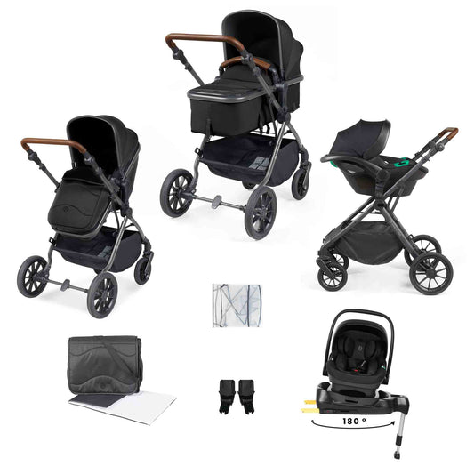 Cosmo 9 Piece Travel System with i-Size Nimbus 180° Spin Car Seat & ISOFIX Base
