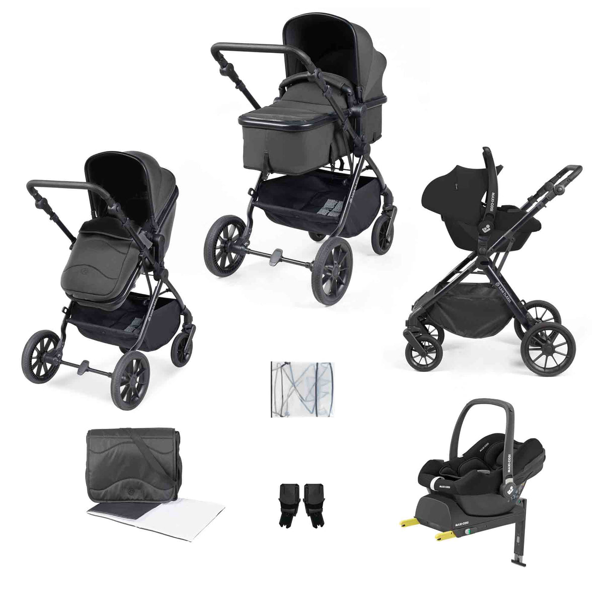Cosmo 9 Piece Travel System with Maxi-Cosi Cabriofix i-Size Car Seat & ISOFIX Base