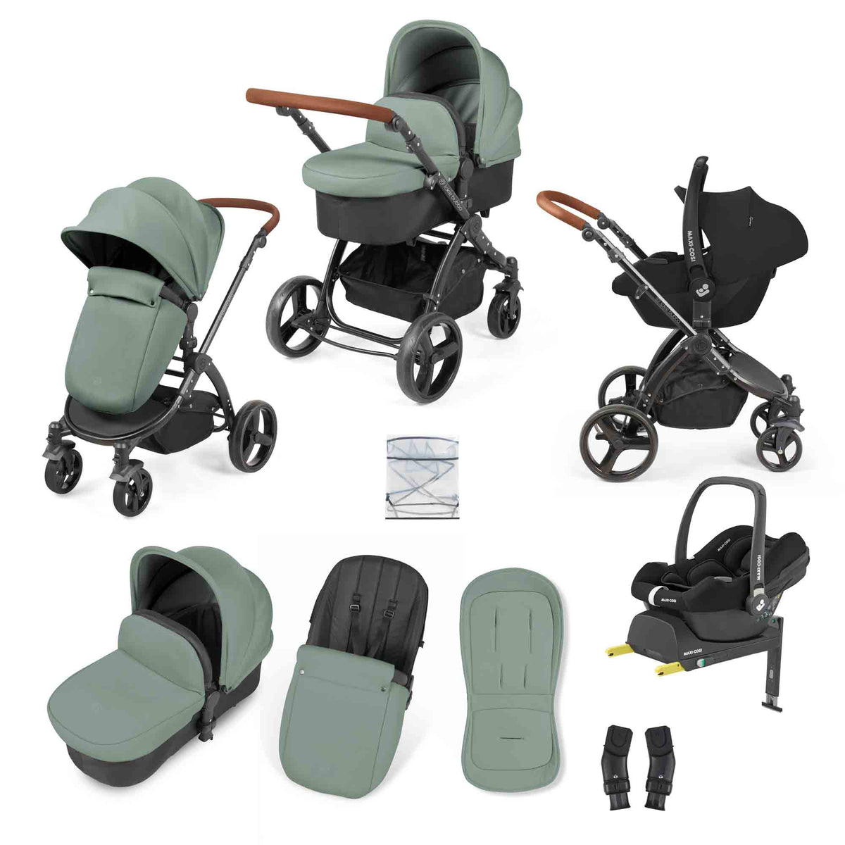 Stomp Urban 10 Piece Travel System with Maxi-Cosi Cabriofix i-Size Car Seat & ISOFIX Base