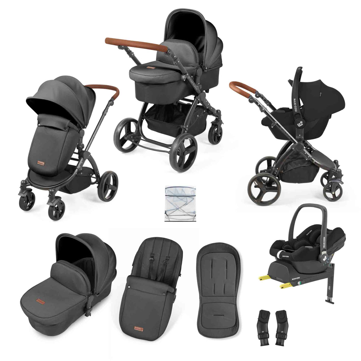 Stomp Urban 10 Piece Travel System with Maxi-Cosi Cabriofix i-Size Car Seat & ISOFIX Base