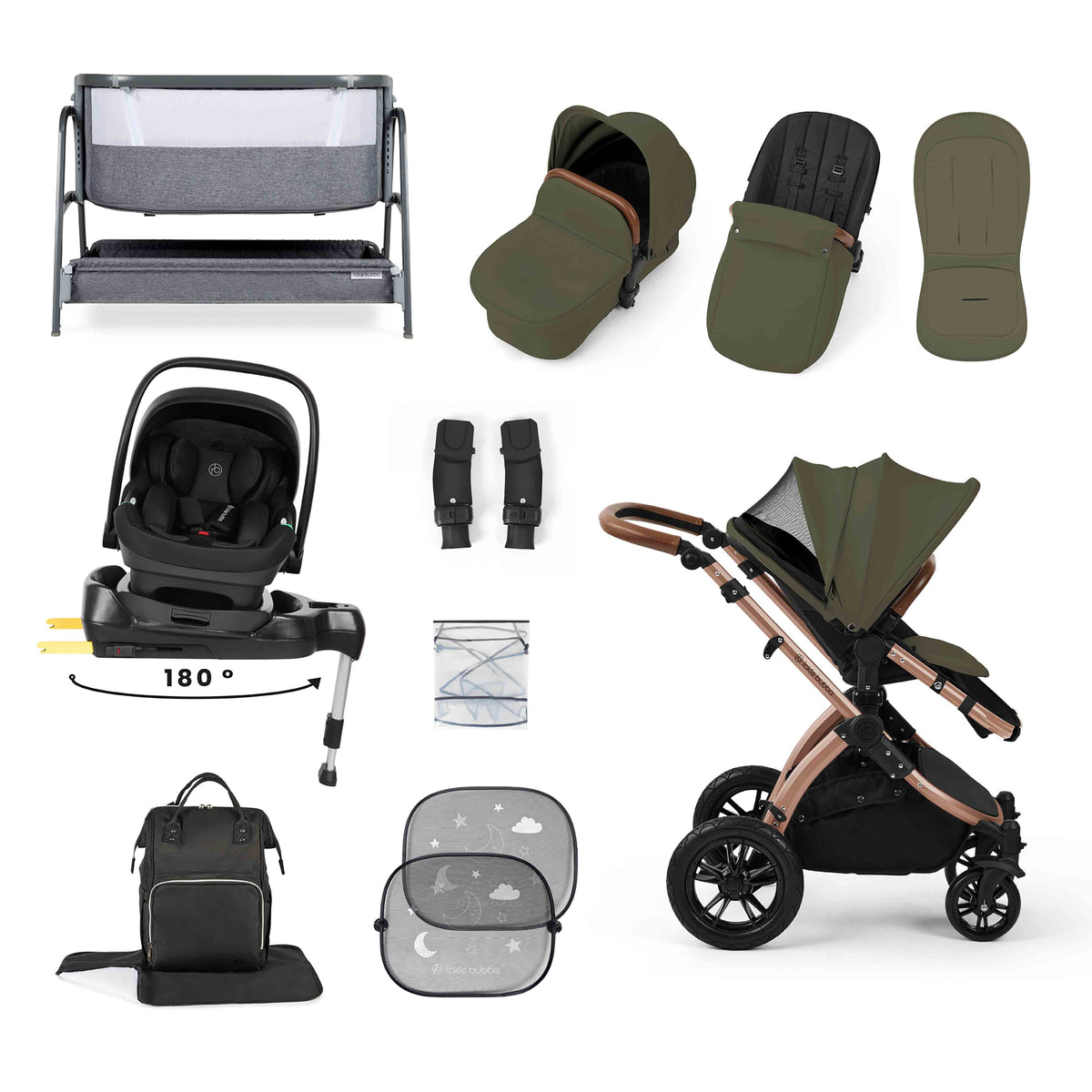 Stomp Luxe All-in-One 180° Spin I-Size Travel System With Isofix Base (Nimbus) and Bubba&Me