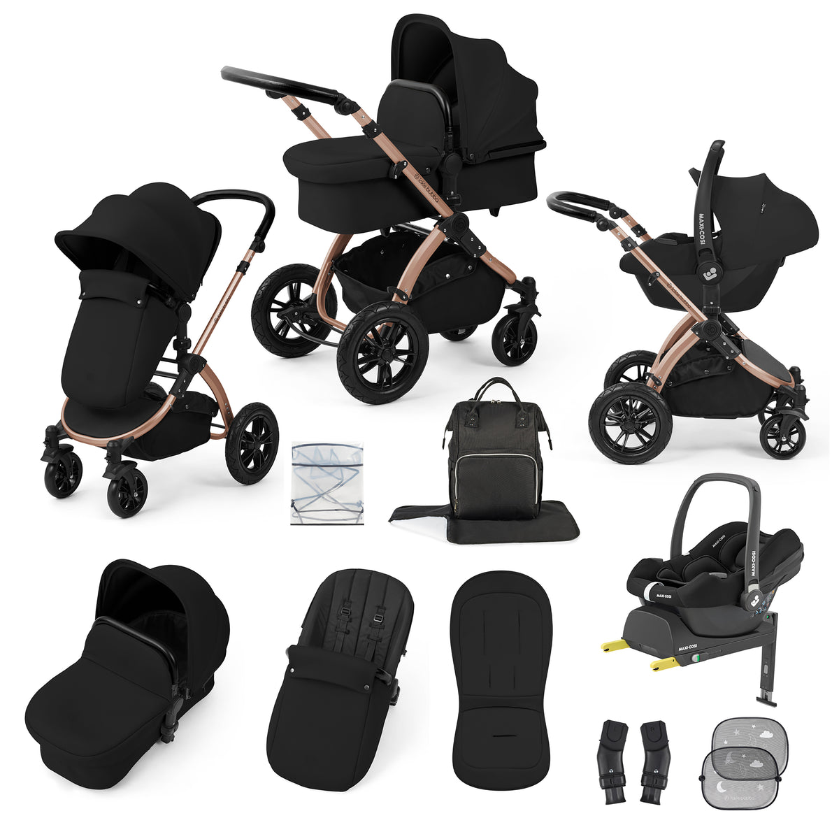 Stomp Luxe 12 Piece Travel System with Maxi-Cosi Cabriofix i-Size Car Seat & ISOFIX Base