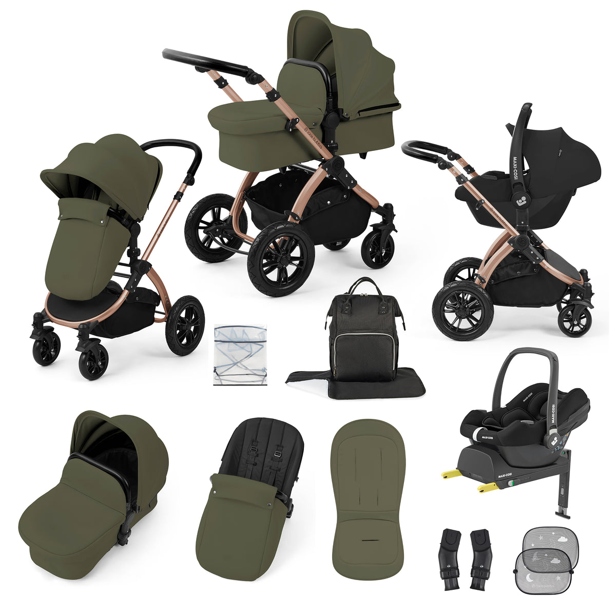 Stomp Luxe 12 Piece Travel System with Maxi-Cosi Cabriofix i-Size Car Seat & ISOFIX Base