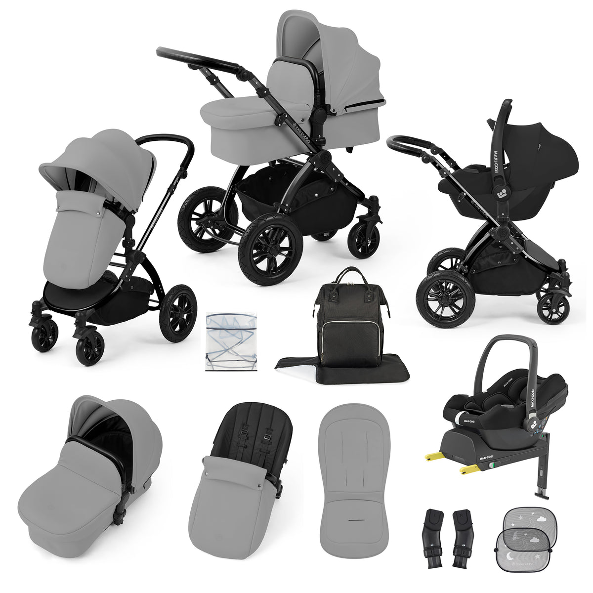 Stomp Luxe 12 Piece Travel System with Maxi-Cosi Cabriofix i-Size Car Seat & ISOFIX Base