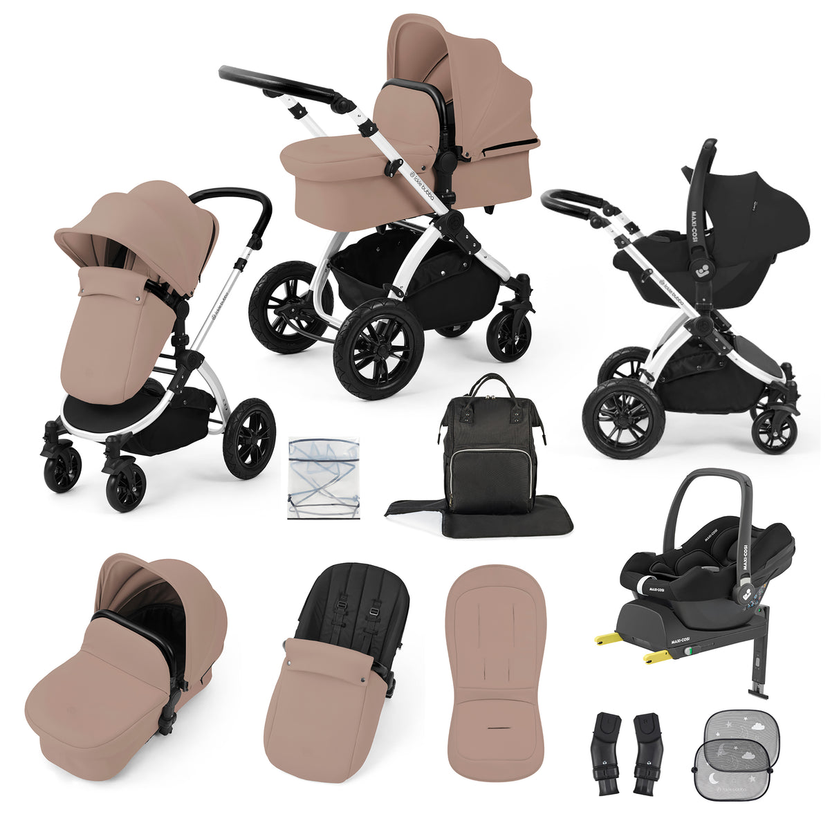 Stomp Luxe 12 Piece Travel System with Maxi-Cosi Cabriofix i-Size Car Seat & ISOFIX Base