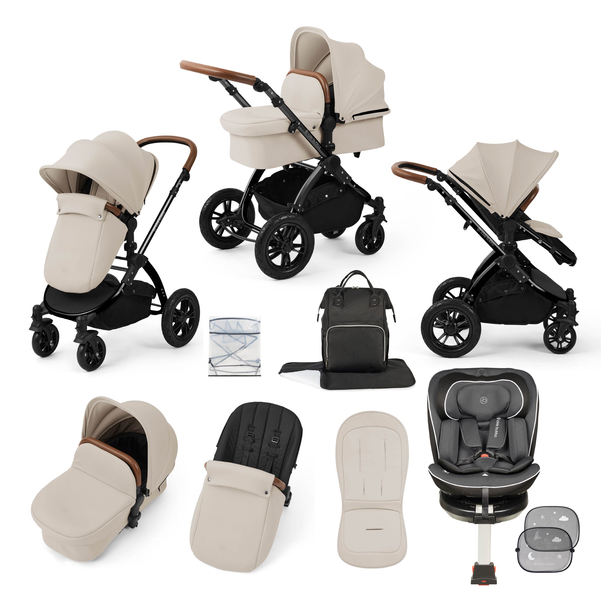 Stomp Luxe Travel Bundle with (Dark Grey) Radial i-Size Plus 360 Spin 40-150cm Isofix Car Seat