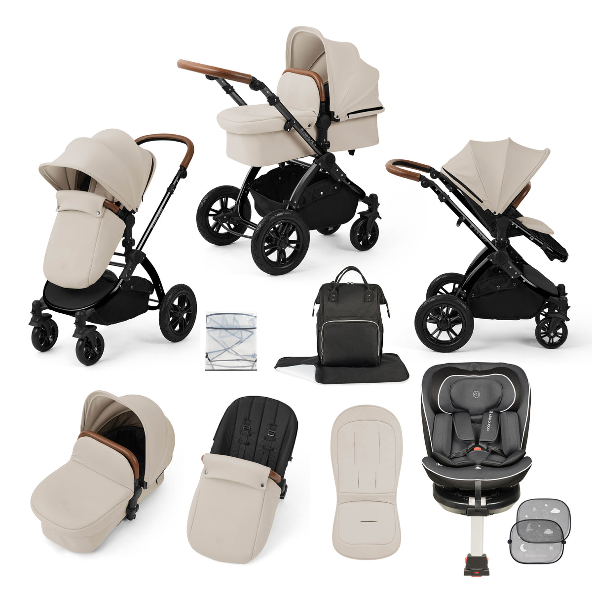 Stomp Luxe Travel Bundle with (Dark Grey) Radial i-Size Plus 360 Spin 40-150cm Isofix Car Seat