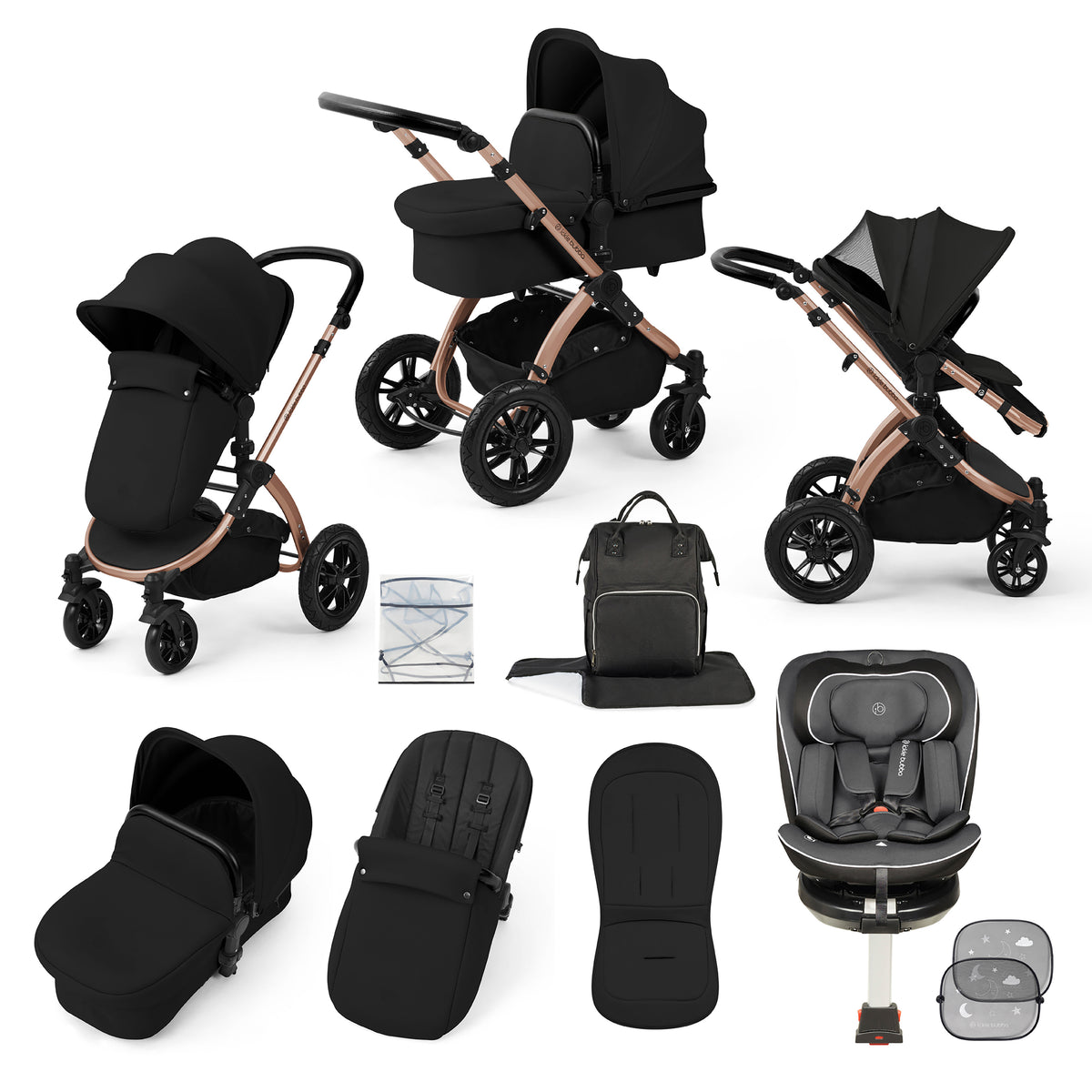 Stomp Luxe Travel Bundle with (Dark Grey) Radial i-Size Plus 360 Spin 40-150cm Isofix Car Seat