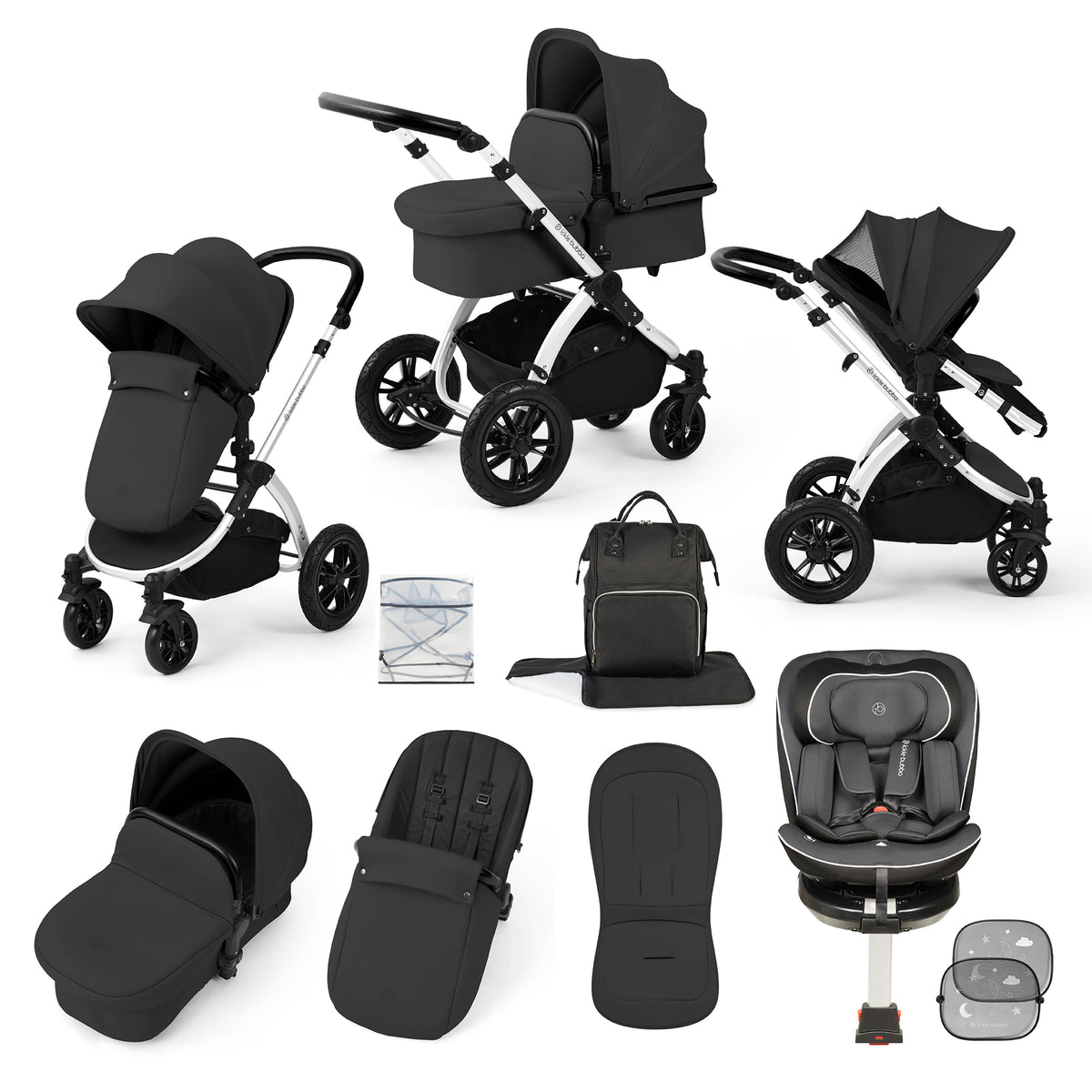 Stomp Luxe Travel Bundle with (Dark Grey) Radial i-Size Plus 360 Spin 40-150cm Isofix Car Seat