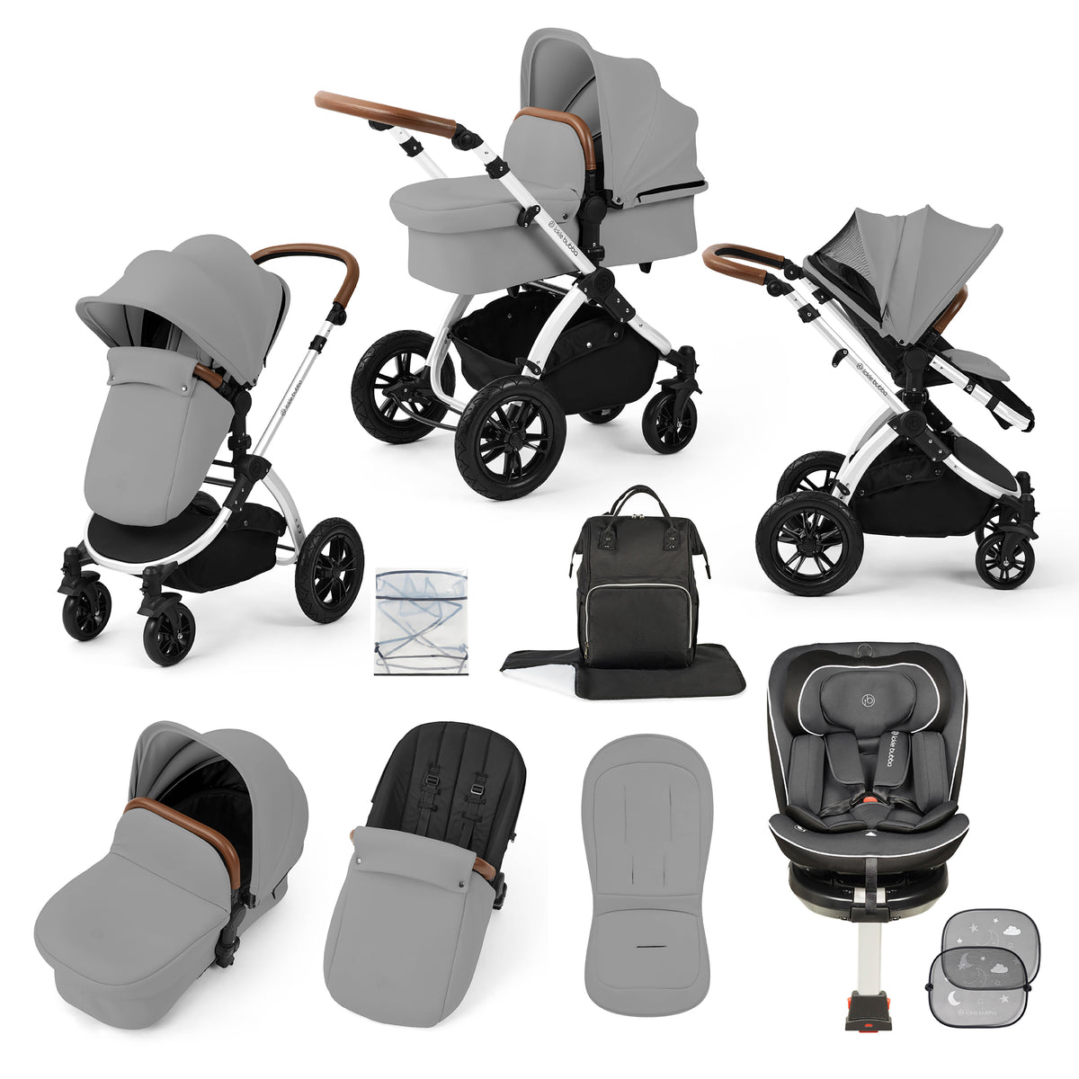 Stomp Luxe Travel Bundle with (Dark Grey) Radial i-Size Plus 360 Spin 40-150cm Isofix Car Seat
