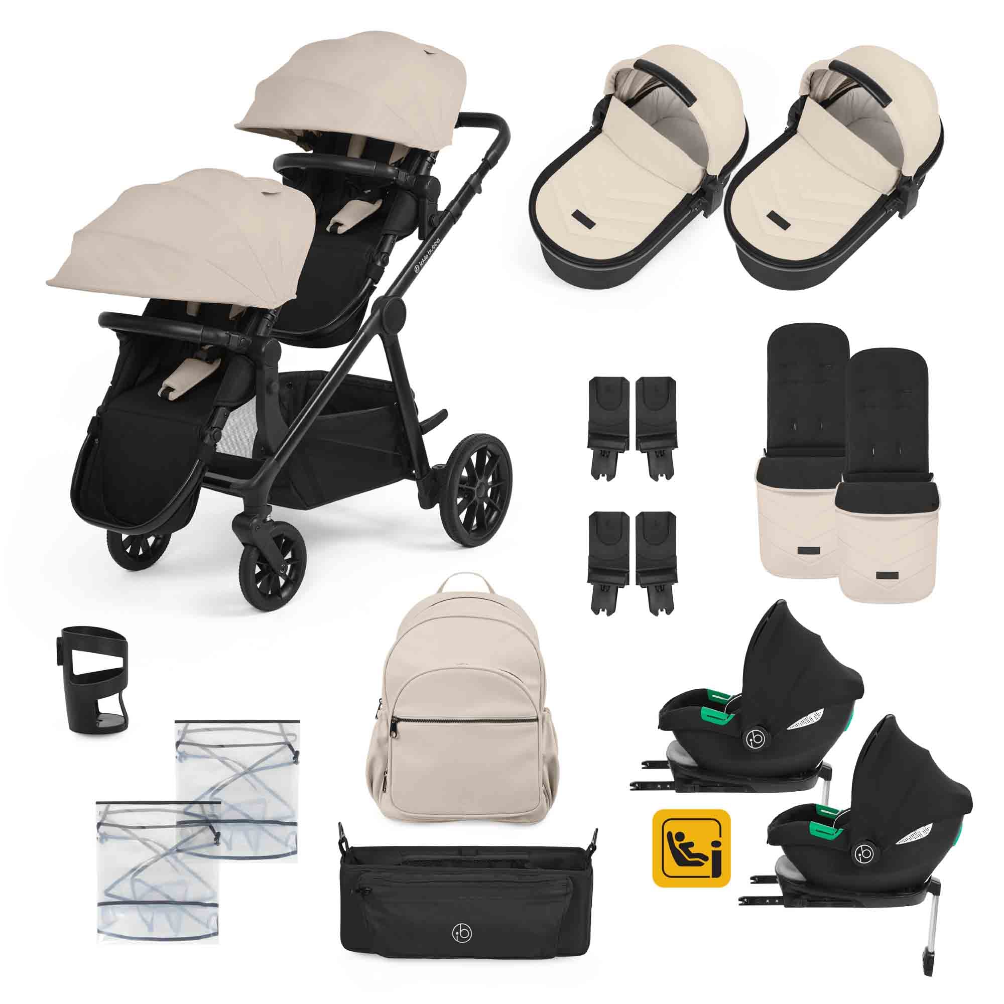 Virgo Twin 18 Piece Travel System with i-Size Cirrus Car Seats & ISOFI ...