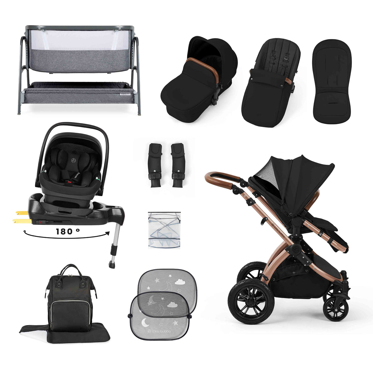 Stomp Luxe All-in-One 180° Spin I-Size Travel System With Isofix Base (Nimbus) and Bubba&Me