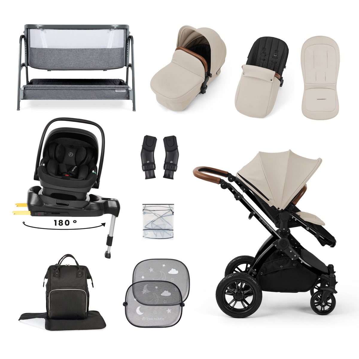 Stomp Luxe All-in-One 180° Spin I-Size Travel System With Isofix Base (Nimbus) and Bubba&Me