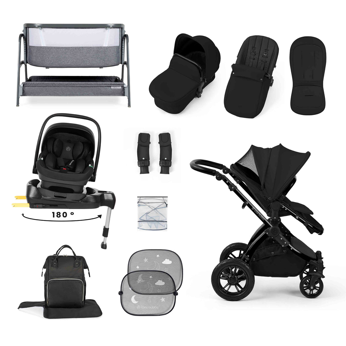Stomp Luxe All-in-One 180° Spin I-Size Travel System With Isofix Base (Nimbus) and Bubba&Me
