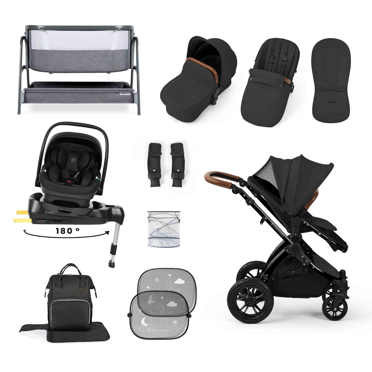 Stomp Luxe All-in-One 180° Spin I-Size Travel System With Isofix Base (Nimbus) and Bubba&Me