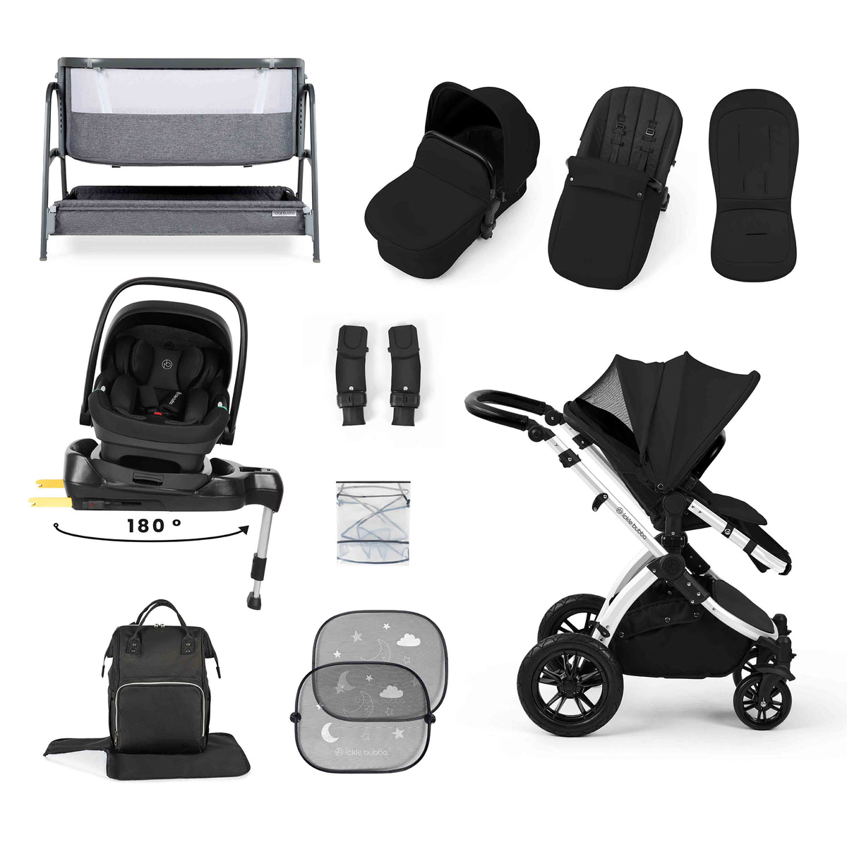 Stomp Luxe All-in-One 180° Spin I-Size Travel System With Isofix Base (Nimbus) and Bubba&Me