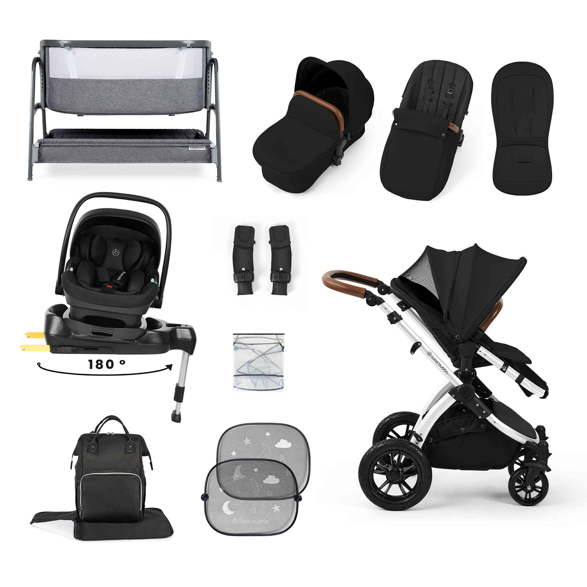 Stomp Luxe All-in-One 180° Spin I-Size Travel System With Isofix Base (Nimbus) and Bubba&Me