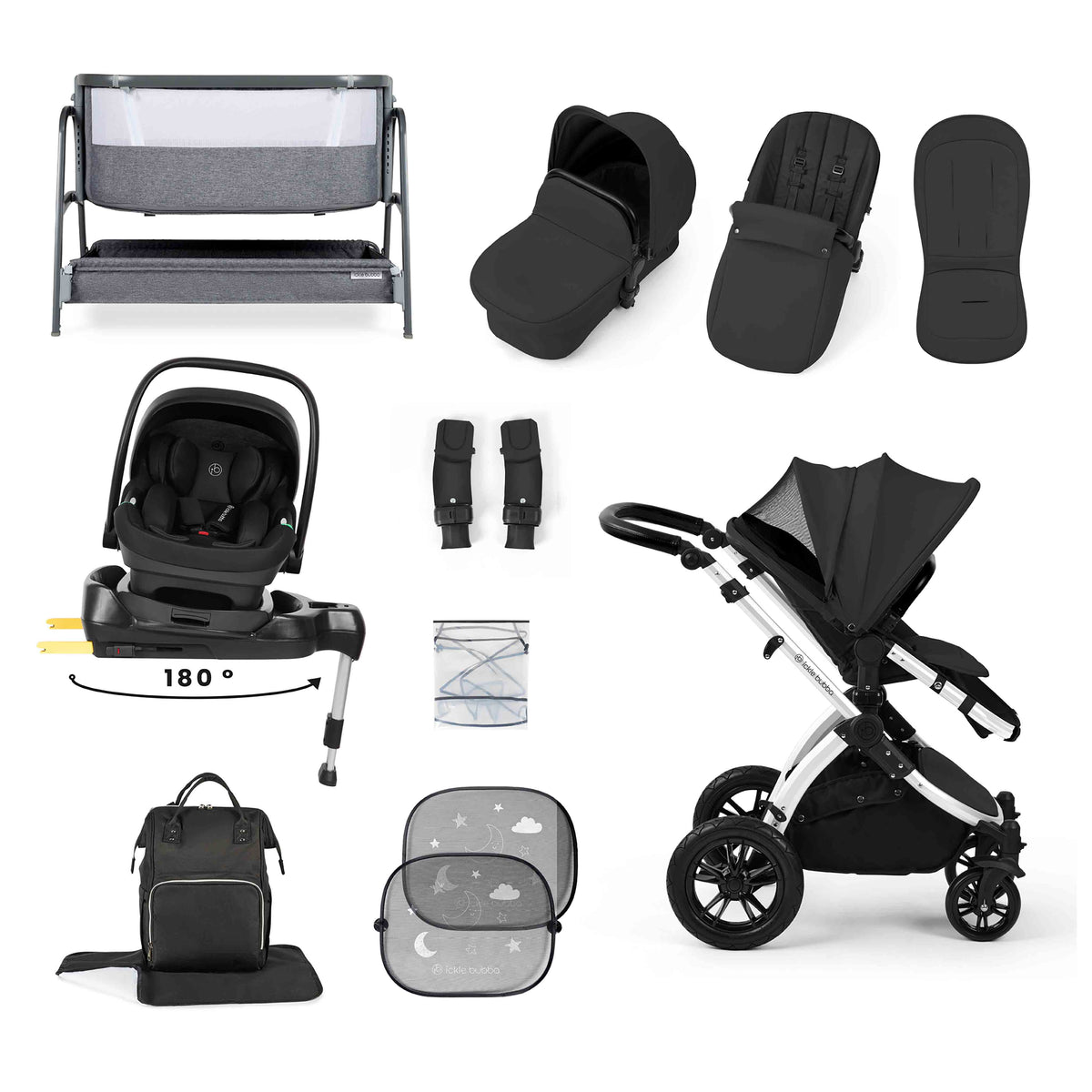 Stomp Luxe All-in-One 180° Spin I-Size Travel System With Isofix Base (Nimbus) and Bubba&Me
