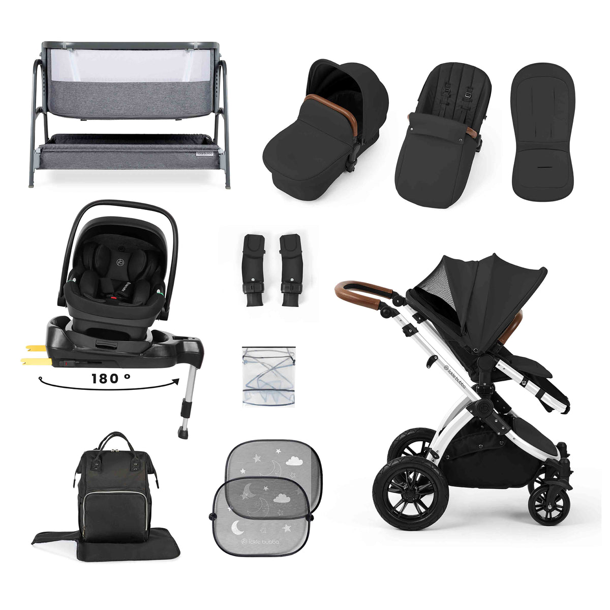 Stomp Luxe All-in-One 180° Spin I-Size Travel System With Isofix Base (Nimbus) and Bubba&Me