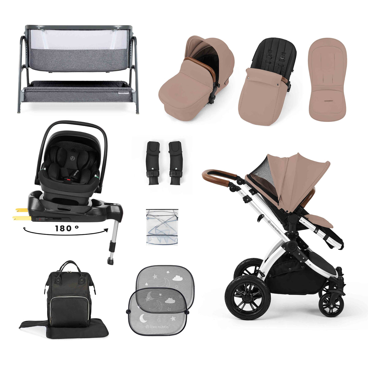 Stomp Luxe All-in-One 180° Spin I-Size Travel System With Isofix Base (Nimbus) and Bubba&Me